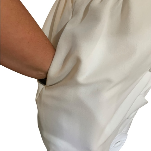 Vintage 90’s Action line white scallop trim button up dress with pockets size 8 - Picture 4 of 13